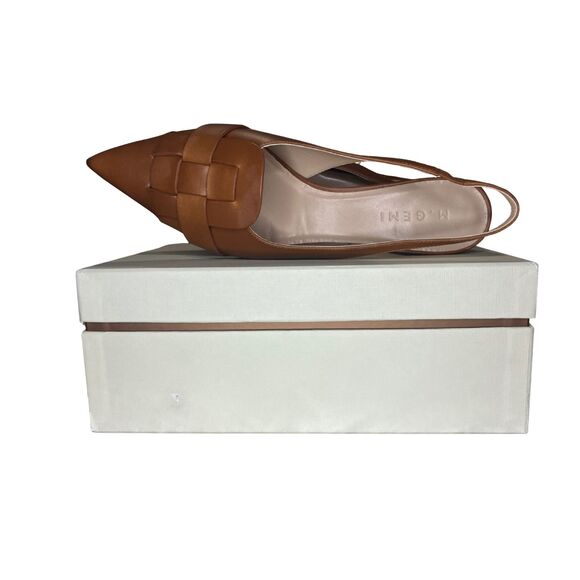 M.GEMI Woven Leather Slingback Flats Size 42 – Italian Crafted Pointed Toe - Picture 8 of 9